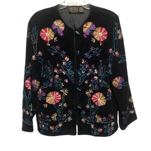 VTG JULIA-Kim Art to Wear Heavily Embroidered Boho Floral Jacket Oversized Small